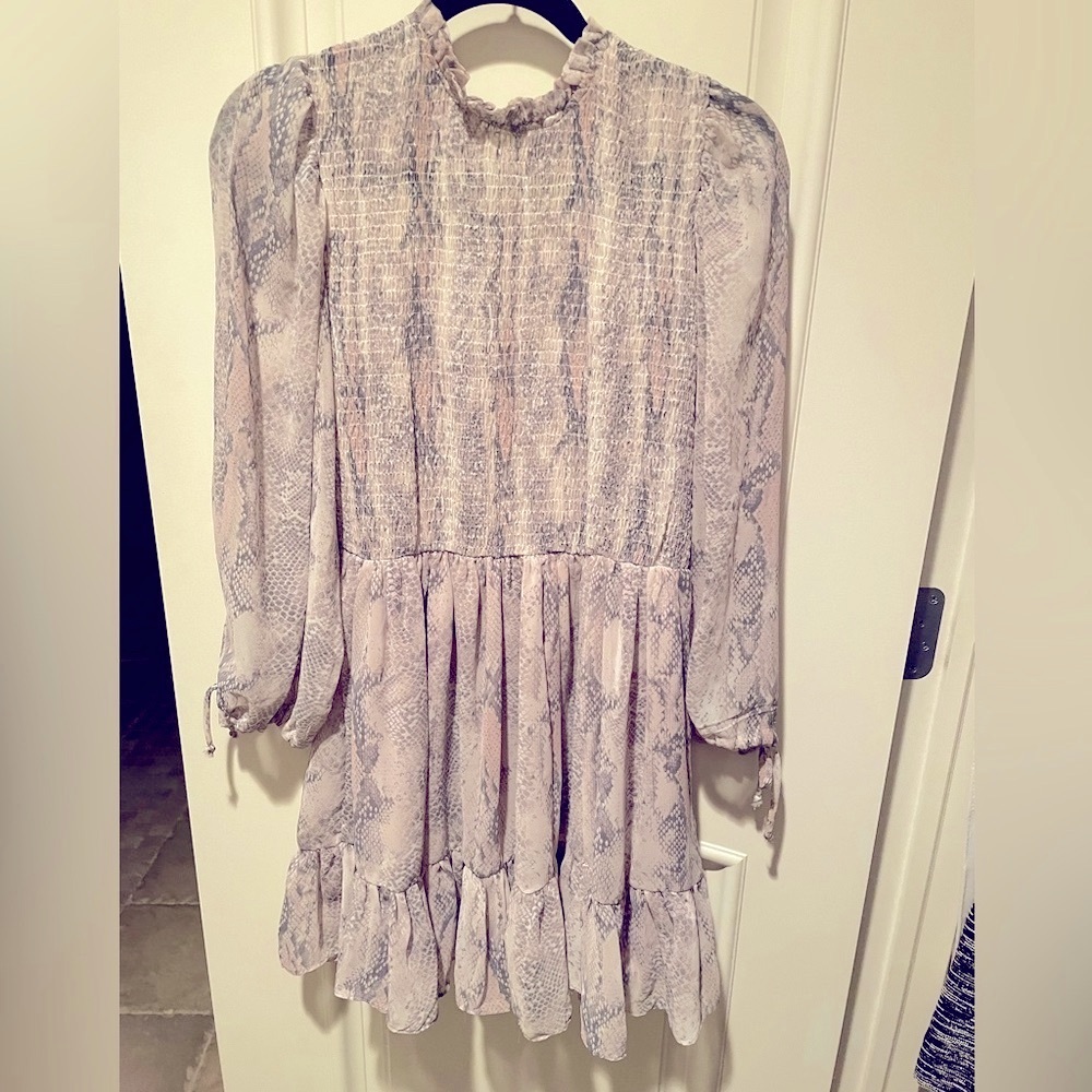 Olivaceous mini dress, snakeskin print, size L